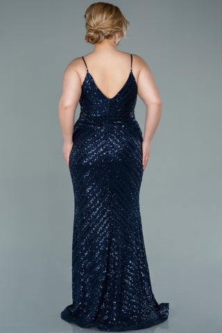 Navy Floor Length Mermaid Plus Size Dress