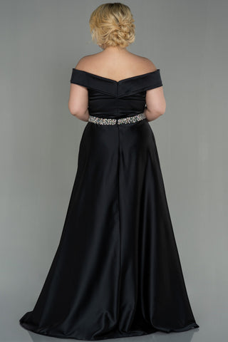 Black Floor Length Satin Dress