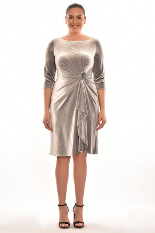 Grey Velvet Midi Gown