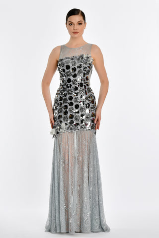 Silver Floor Length gown