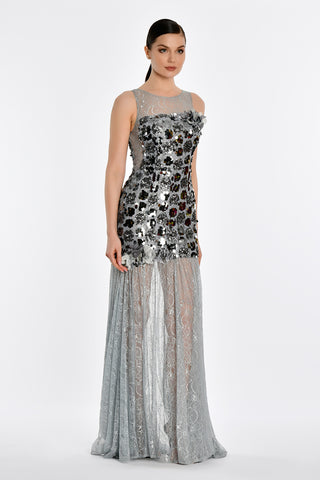 Silver Floor Length gown