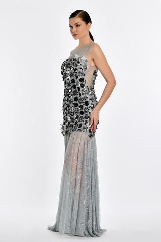 Silver Floor Length gown