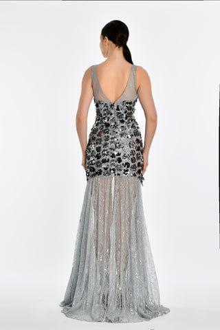 Silver Floor Length gown