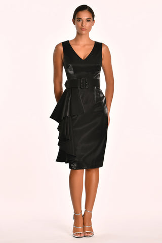 Black Satin Midi Dress