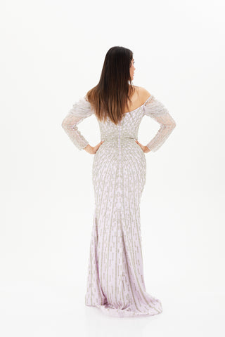 long sleeves beaded gown