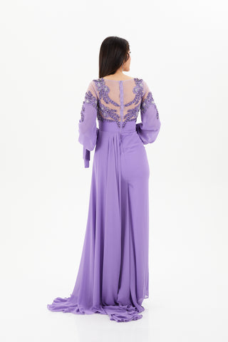 Purple long sleeves gown