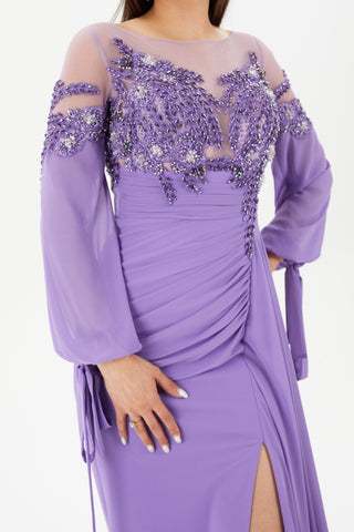 Purple long sleeves gown