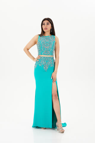 Aqua two pieces dress