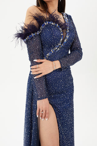 Navy long sleeves gown