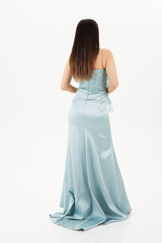 Blue floor length dress