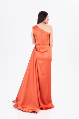 orange on sholder dress