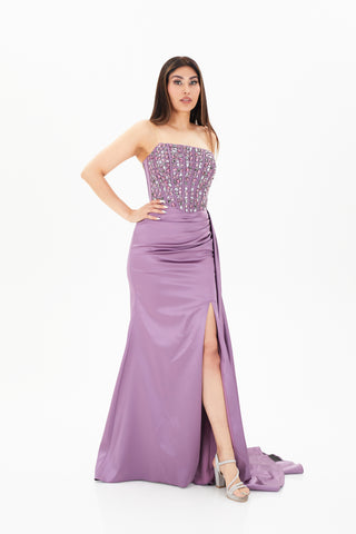 Purple floor length dress