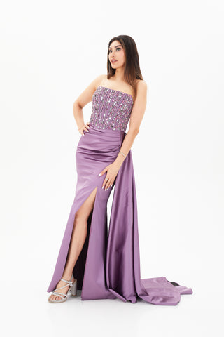 Purple floor length dress