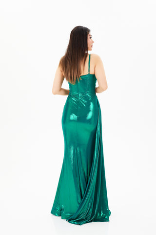 Green floor length dress