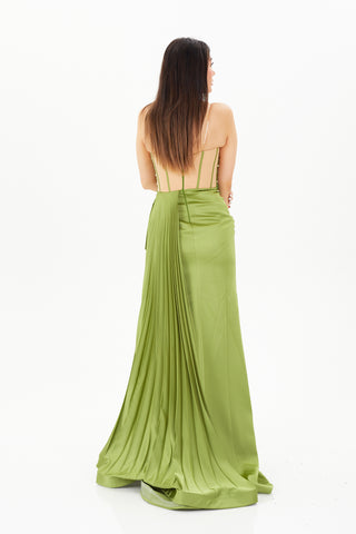 Green floor length dress