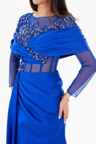 Blue Long Sleeves Dress