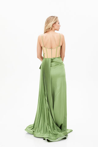 Green floor length dress