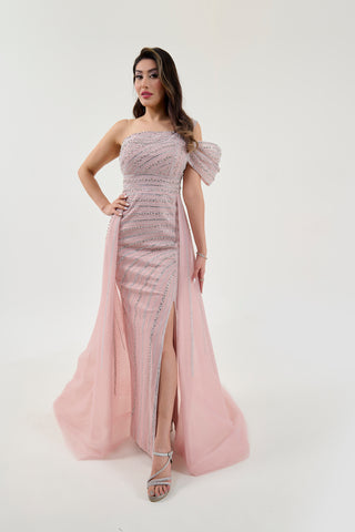 pink floor length gown