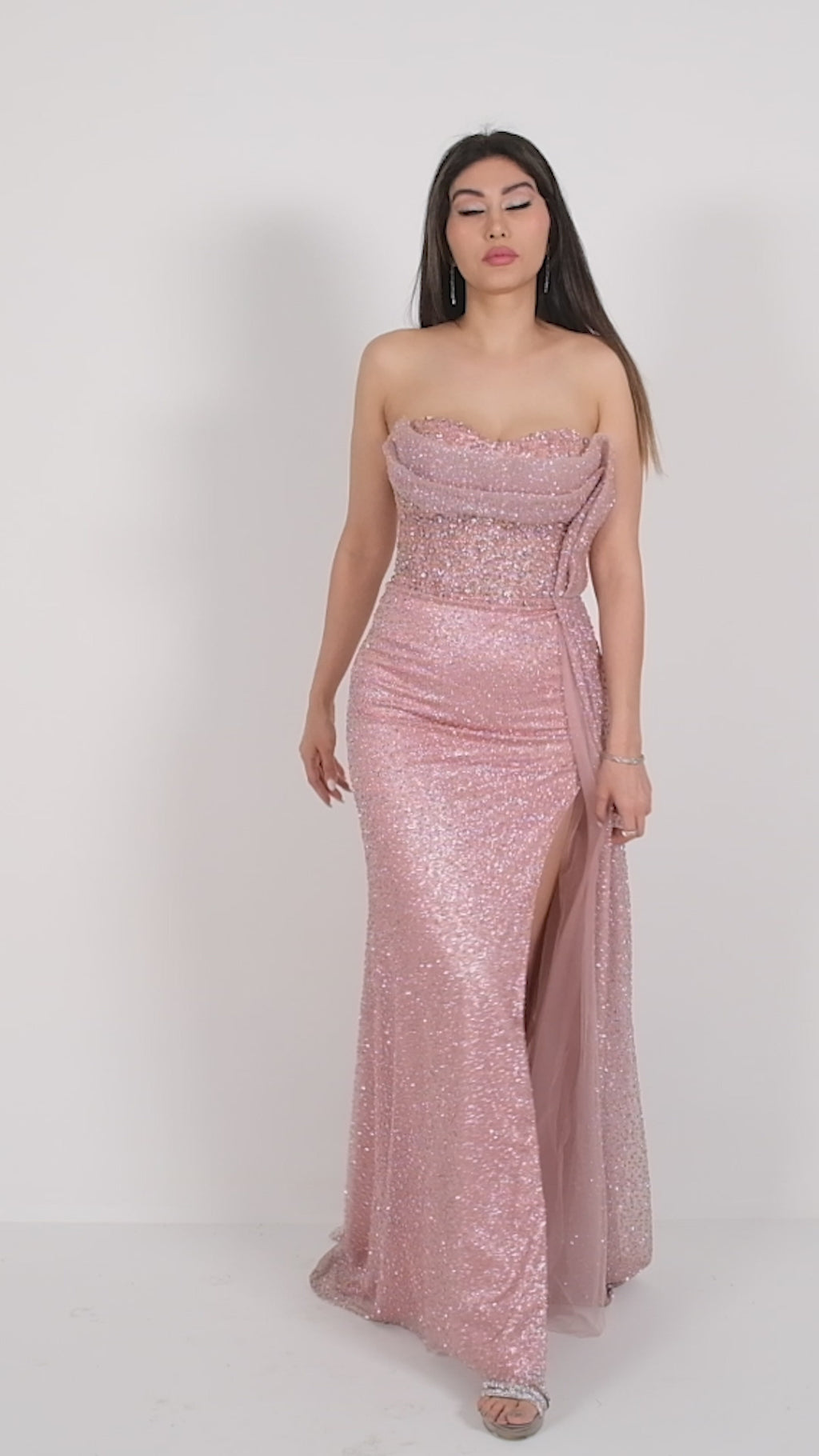 Pink Gown With Sweet Heart Neckline