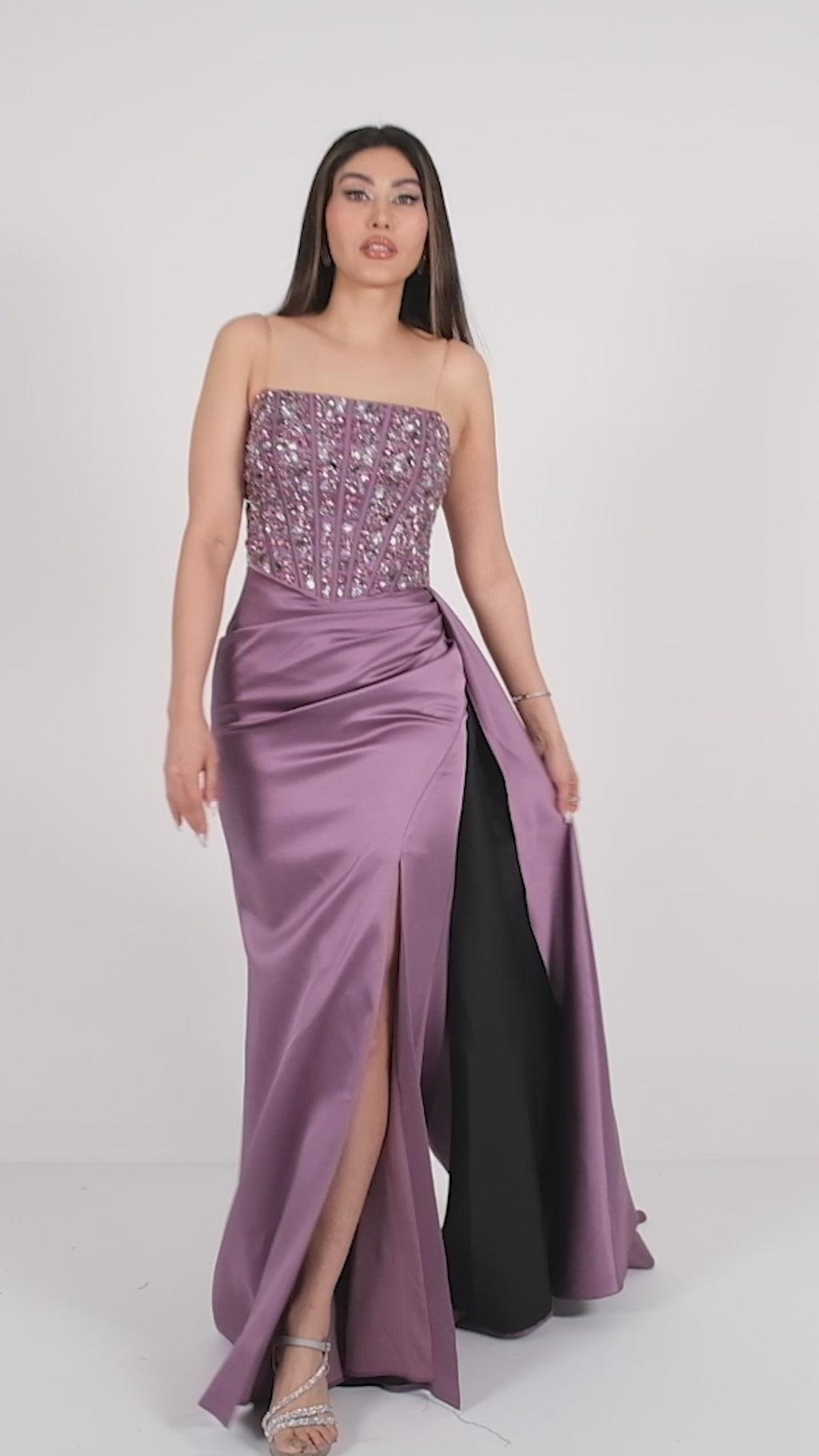 Purple floor length dress