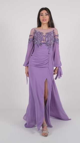 Purple long sleeves dress