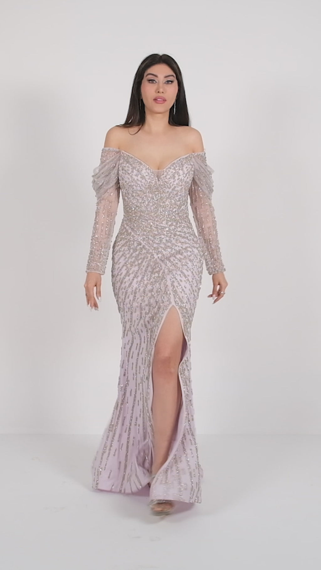 Long Sleeves beaded gown