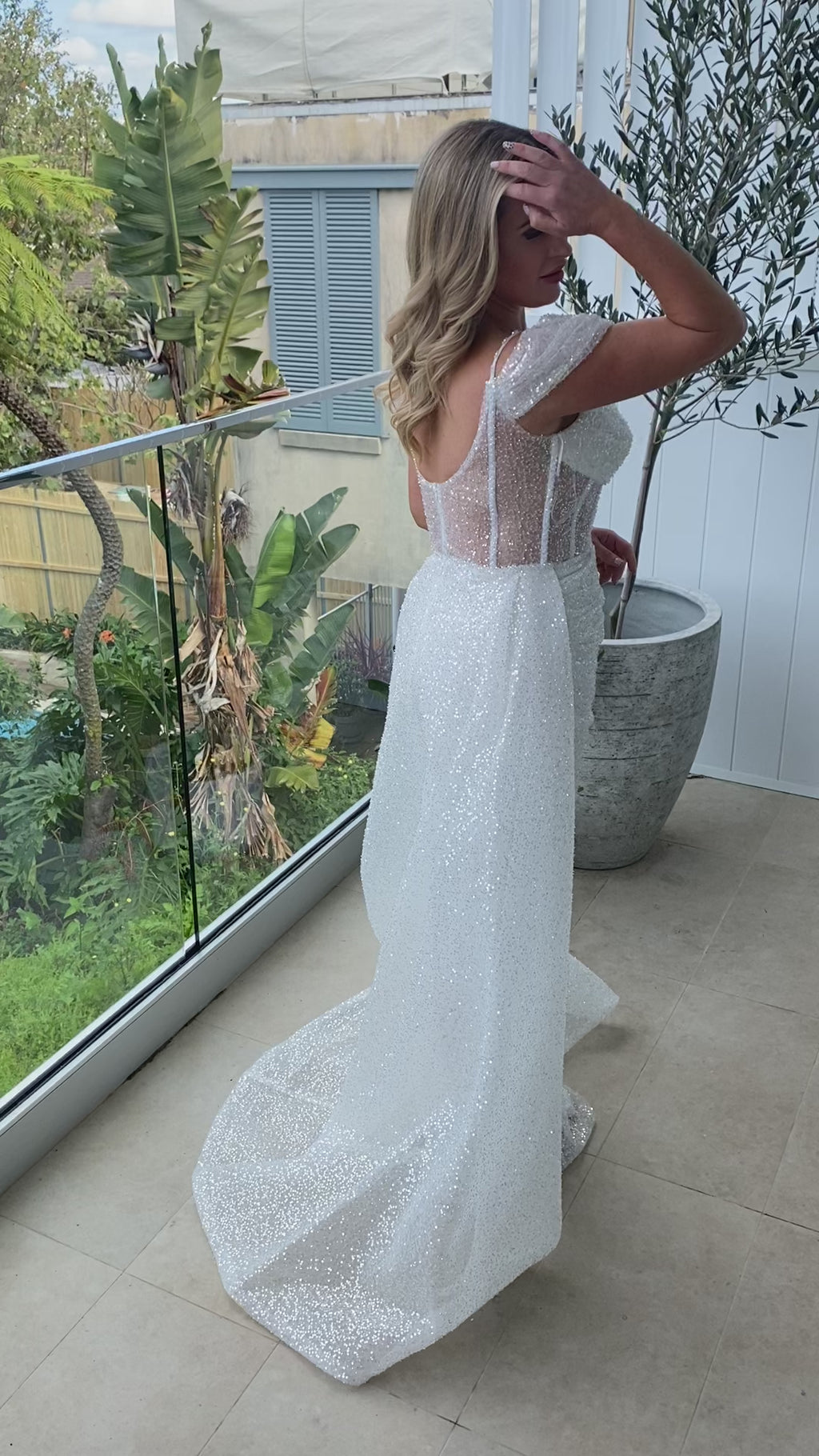 bridal dress with off shoulder neckline