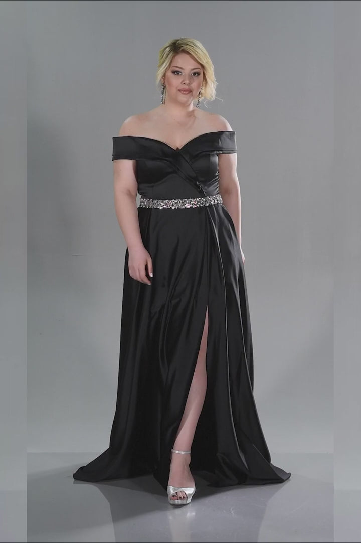 Black Floor Length Satin Dress