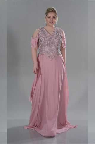 Pink Chiffon Floor Length Dress