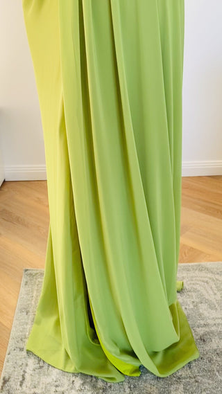 green chiffon dress