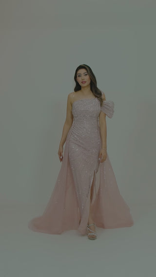 pink floor length gown